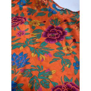 Saks Fifth Avenue Womens‎ M Polyester Multi Floral Lightweight Popover Blouse